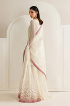 Cream White with Magenta Sequin Dupatta: 03-Piece Chiffon Suit | Ready To Wear