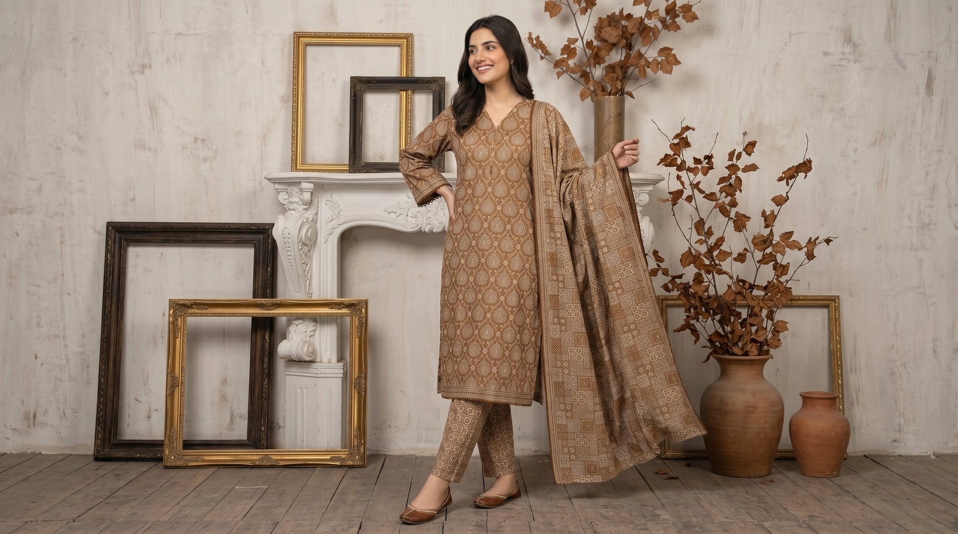 Marium 3Pcs Lawn Suit With Lawn Dupatta | Ready To Wear