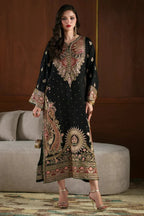 Black Kashmiri Royale: Embroidered Silk Kaftan | Ready To Wear