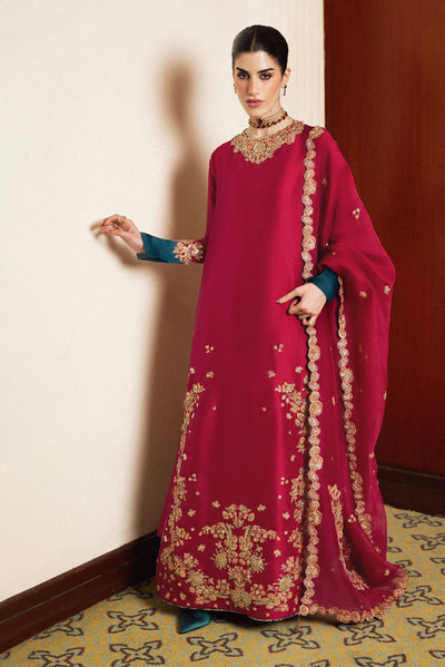 3 Pcs Embroidered Raw Silk Suit with Organza Dupatta | Ready To Wear