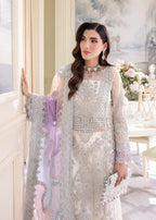Ivory & Multi-Pastel: Embroidered Chiffon Suit With Net Dupatta | Ready To Wear