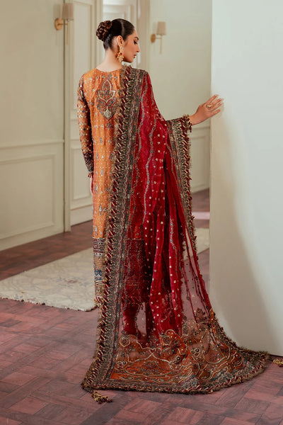 Rust Orange & Deep Maroon: Embroidered Chiffon Suit | Ready To Wear