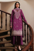 03 Piece Embroidered Egyptian Lawn Suit - Ready To Wear
