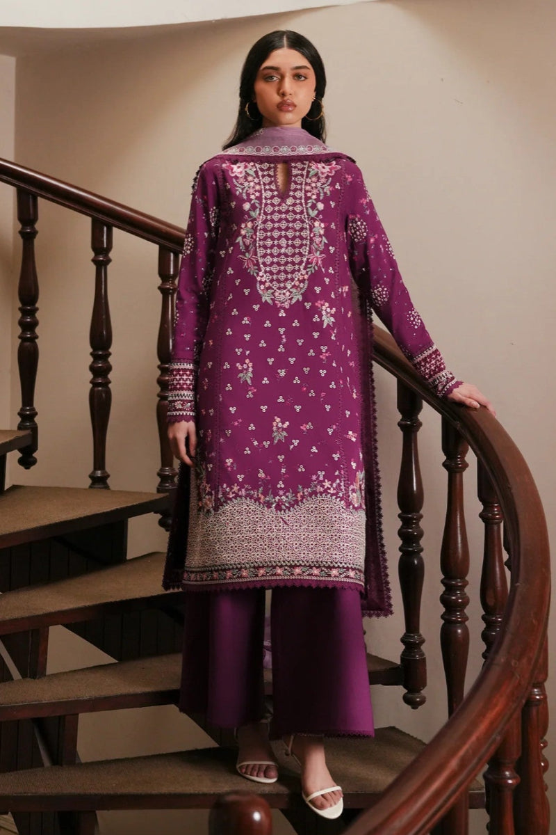 03 Piece Embroidered Egyptian Lawn Suit - Ready To Wear