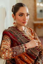 Rust Orange & Deep Maroon: Embroidered Chiffon Suit | Ready To Wear