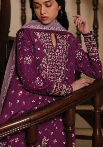 03 Piece Embroidered Egyptian Lawn Suit - Ready To Wear