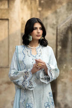 Crisp Ice Blue & White Cutwork Embroidered Chiffon Suit
