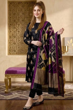 Midnight Black & Gold: Silk Suit With Pearls & Beads Handwork