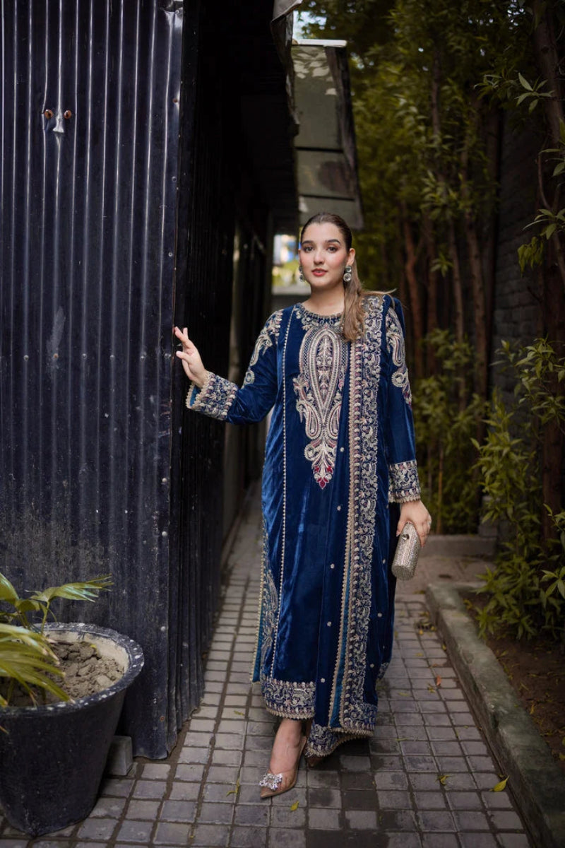 Royal Sapphire & Gilded Silver: Embroidered Velvet Suit | Ready To Wear