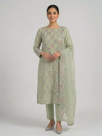 Pastel Shades: Geometric Sequence-Embroidered Bember Chiffon Luxury Collection | Ready To Wear