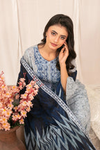 Sky Blue Embroidered Lawn 3-Piece Suit with Digital Printed Dupatta | Ready To Wear