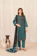 Green Embroidered Lawn 3-Piece Suit with Digital Printed Dupatta | Ready To Wear