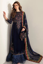 3 Pcs Luxury Velvet Suit with Embroidered Chiffon Dupatta | Ready To Wear