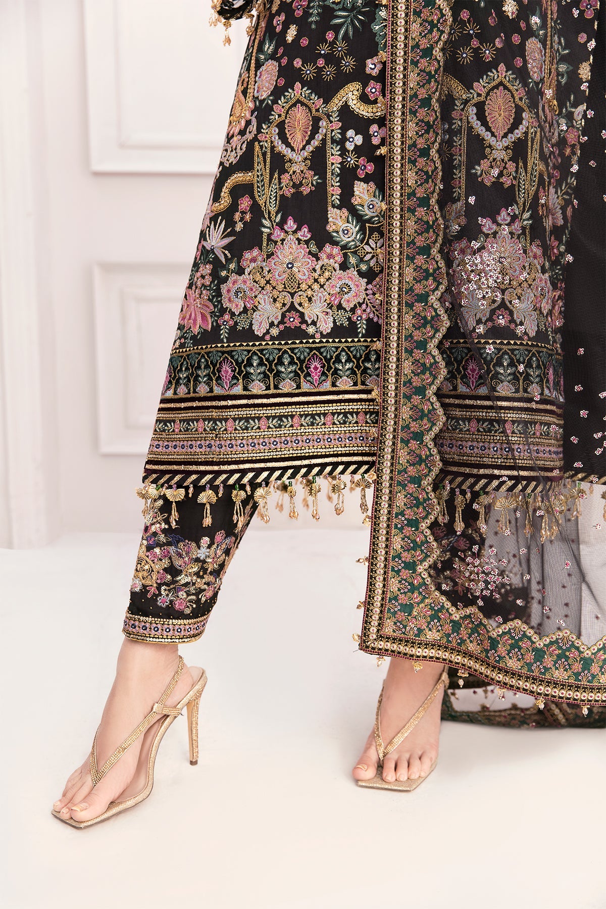 Adda Work Formal Bridal 3 Pcs Suit in Black | Net Shirt & Dupatta | Ready To Wear