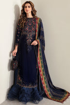 3 Pcs Luxury Velvet Suit with Embroidered Chiffon Dupatta | Ready To Wear