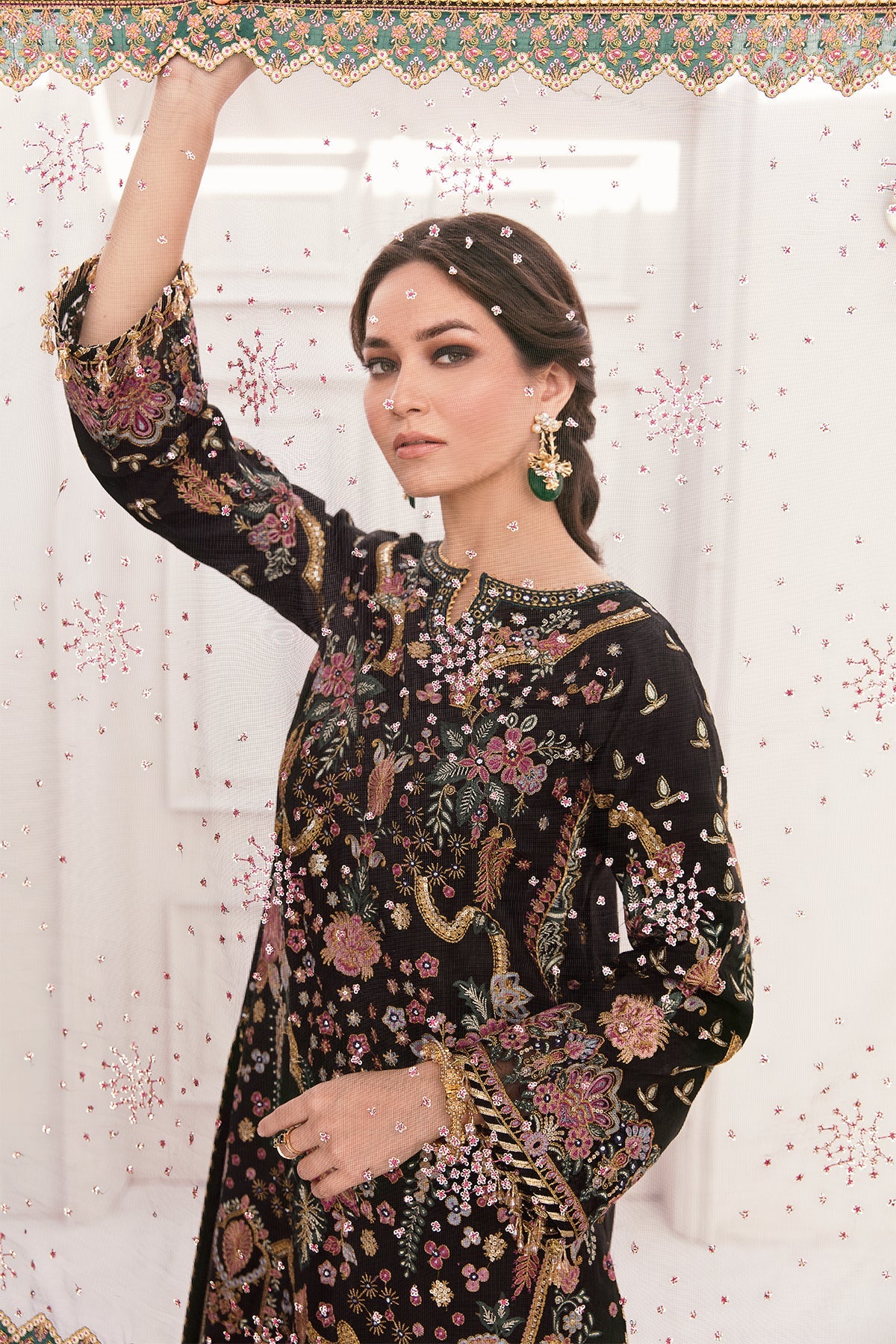 Adda Work Formal Bridal 3 Pcs Suit in Black | Net Shirt & Dupatta | Ready To Wear