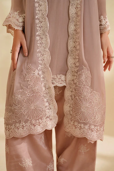 Dusty Mauve & Cream Accent: Embroidered Chiffon Suit