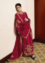 3 Pcs Embroidered Raw Silk Suit with Organza Dupatta | Ready To Wear