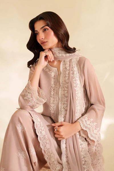 Dusty Mauve & Cream Accent: Embroidered Chiffon Suit