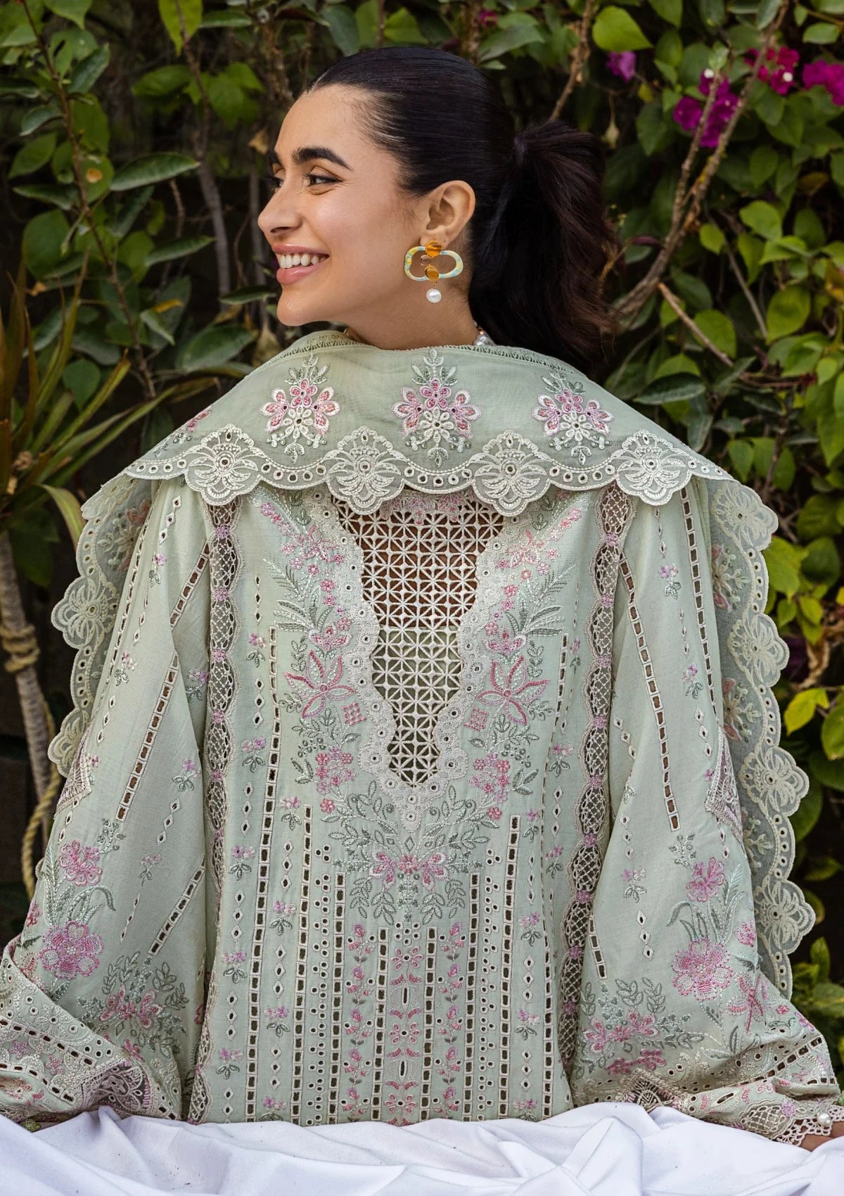 Pastel Sage Green: Chikankari Embroidered Lawn Suit | Ready To Wear
