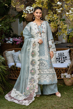 3 Pcs Chickenkari & Applique Embroidered Suit with Khaddi Net Dupatta | Ready To Wear