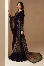Deep Violet & Jewel Accent: Embroidered Velvet Suit | Ready To Wear