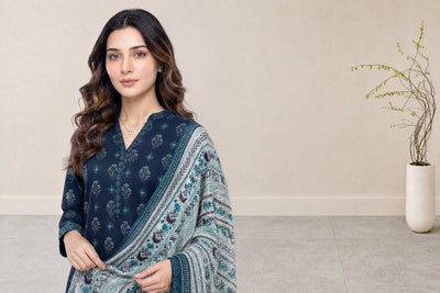 03-Piece Printed Lawn Suit With Cotton Shalwar | Ready To Wear