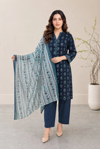 03-Piece Printed Lawn Suit With Cotton Shalwar | Ready To Wear
