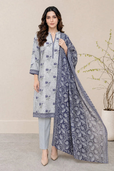 03-Piece Printed Lawn Suit With Cotton Shalwar | Ready To Wear