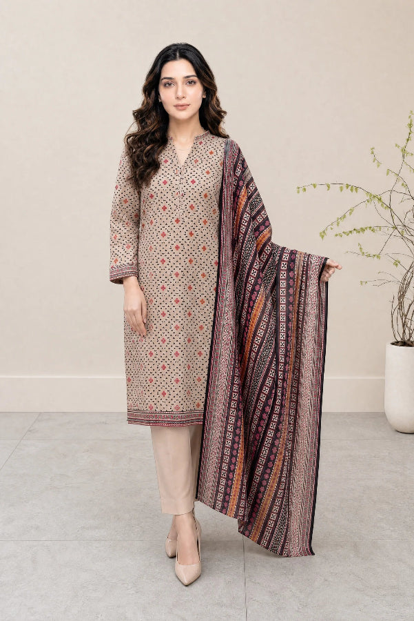 03-Piece Printed Lawn Suit With Cotton Shalwar | Ready To Wear
