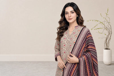 03-Piece Printed Lawn Suit With Cotton Shalwar | Ready To Wear