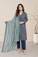 03-Piece Printed Lawn Suit With Cotton Shalwar | Ready To Wear