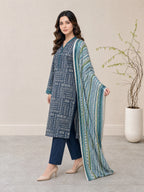 03-Piece Printed Lawn Suit With Cotton Shalwar | Ready To Wear