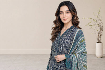 03-Piece Printed Lawn Suit With Cotton Shalwar | Ready To Wear
