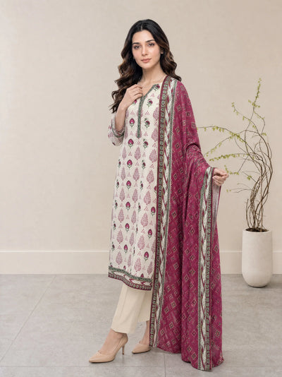 03-Piece Printed Lawn Suit With Cotton Shalwar | Ready To Wear