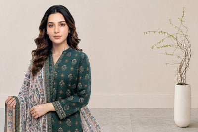 03-Piece Printed Lawn Suit With Cotton Shalwar | Ready To Wear