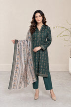 03-Piece Printed Lawn Suit With Cotton Shalwar | Ready To Wear