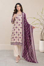 03-Piece Printed Lawn Suit With Cotton Shalwar | Ready To Wear
