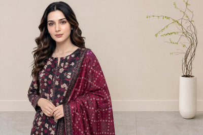 03-Piece Printed Lawn Suit With Cotton Shalwar | Ready To Wear