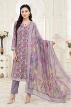 03-Piece Printed Lawn Suit With Cotton Trouser | Ready To Wear