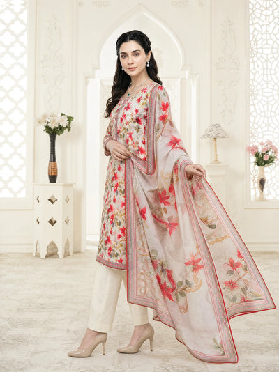 03-Piece Printed Lawn Suit With Cotton Trouser | Ready To Wear