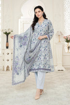 03-Piece Printed Lawn Suit With Cotton Trouser | Ready To Wear