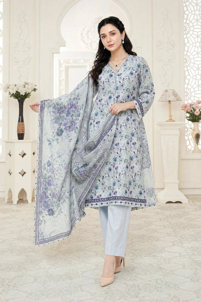 03-Piece Printed Lawn Suit With Cotton Trouser | Ready To Wear