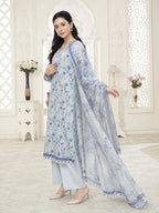 03-Piece Printed Lawn Suit With Cotton Trouser | Ready To Wear