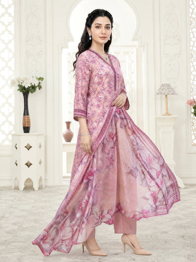 03-Piece Printed Lawn Suit With Cotton Trouser | Ready To Wear