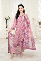 03-Piece Printed Lawn Suit With Cotton Trouser | Ready To Wear