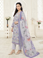 03-Piece Printed Lawn Suit With Cotton Trouser | Ready To Wear