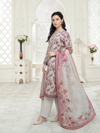 03-Piece Printed Lawn Suit With Cotton Trouser | Ready To Wear