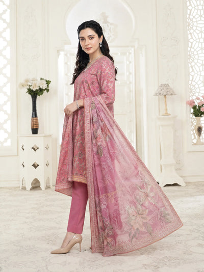 03-Piece Printed Lawn Suit With Cotton Trouser | Ready To Wear