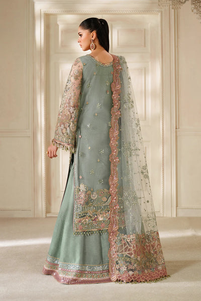 Sage Green & Dusty Rose Accent: Embroidered Chiffon Suit | Read To Wear